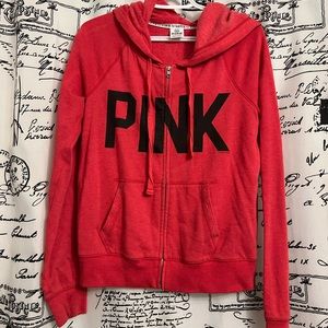 VICTORIA’S SECRET LOVE PINK ZIP UP SWEATER WITH HOOD